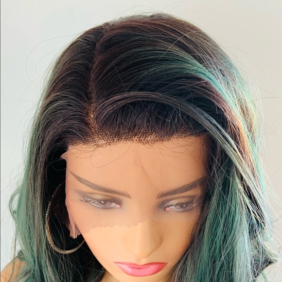 Gorgeous Black/Green 13x4 Lace Front Synthetic Wig - Picture 2 of 13